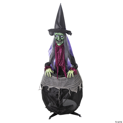 2024 NEW 5 Ft. Witch with Cauldron Animated Prop