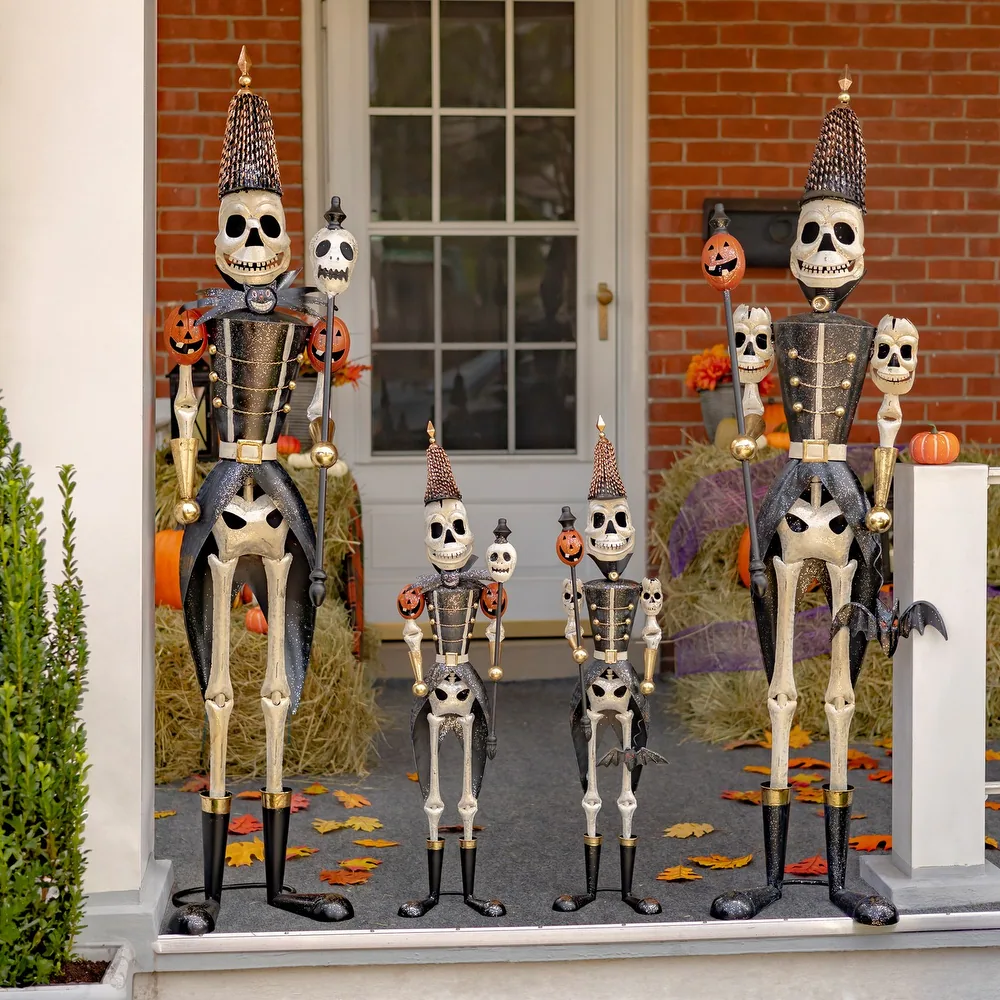 2024 NEW Set of 2 Standing Halloween Skeleton Soldiers