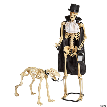 2024 NEW 36 1/2" x 62 1/4" Animated Skeleton & Dog Halloween Decorations