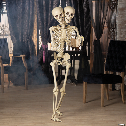 2024 NEW 5 Ft. Two-Headed Life-Size Posable Skeleton Halloween Decoration