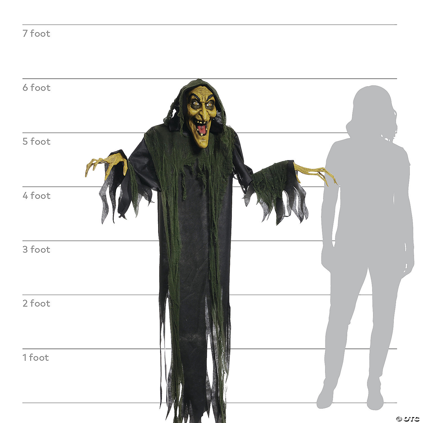 2024 NEW 6' Animated Hanging Witch Halloween Decoration